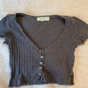 Grey Cropped Urban Outfitters T-Shirt